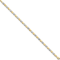 14K Yellow Gold and White Rhodium Diamond-Cut Fancy Link 7.5" Bracelet by Oro Pregiato