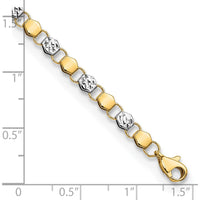 14K Yellow Gold and White Rhodium Diamond-Cut Fancy Link 7.5" Bracelet by Oro Pregiato