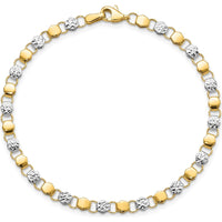 14K Yellow Gold and White Rhodium Diamond-Cut Fancy Link 7.5" Bracelet by Oro Pregiato
