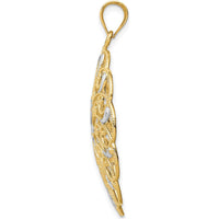 14K Yellow Gold and White Rhodium Diamond-Cut Fancy Swirl Pendant - 38mm Length by Oro Pregiato