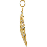 14K Yellow Gold and White Rhodium Diamond-Cut Fancy Swirl Pendant - 50mm Length by Oro Pregiato