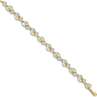 14K Yellow Gold and White Rhodium Diamond-Cut Fancy Swirls 7.5" Bracelet by Oro Pregiato