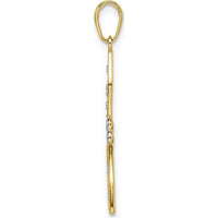 14K Yellow Gold and White Rhodium Diamond-cut Filigree Dragonfly Pendant - 34.77mm Length by Oro Pregiato