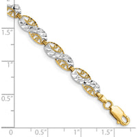 14K Yellow Gold and White Rhodium Diamond-Cut Filigree Link Bracelet - 7.5" Length by Oro Pregiato