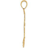 14K Yellow Gold and White Rhodium Diamond-cut Filigree Pendant - 43mm Length, 32mm Width by Oro Pregiato
