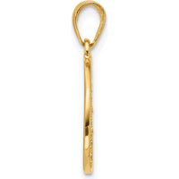 14K Yellow Gold and White Rhodium Diamond-Cut Flower Circle Pendant - 23mm Length by Oro Pregiato