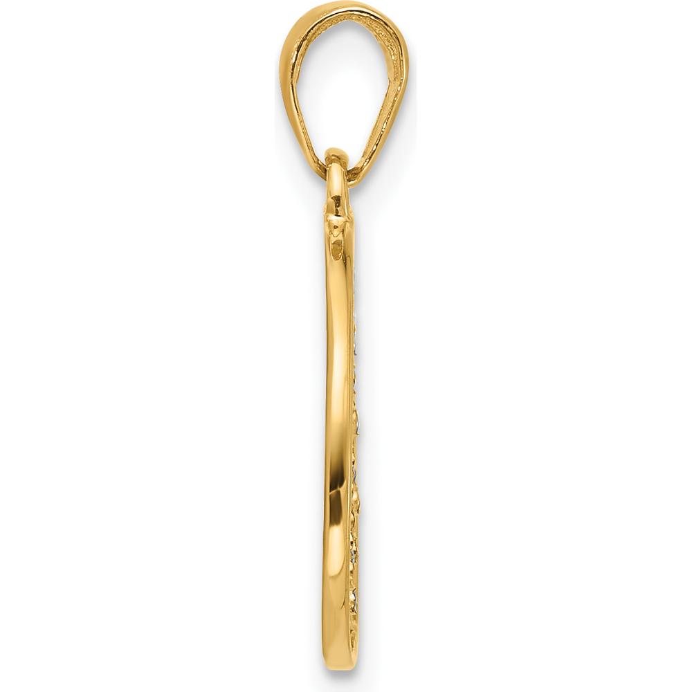 14K Yellow Gold and White Rhodium Diamond-Cut Flower Circle Pendant - 23mm Length by Oro Pregiato