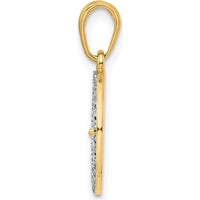 14K Yellow Gold and White Rhodium Diamond-Cut Four-Leaf Clover Pendant - 19.7mm Length by Oro Pregiato