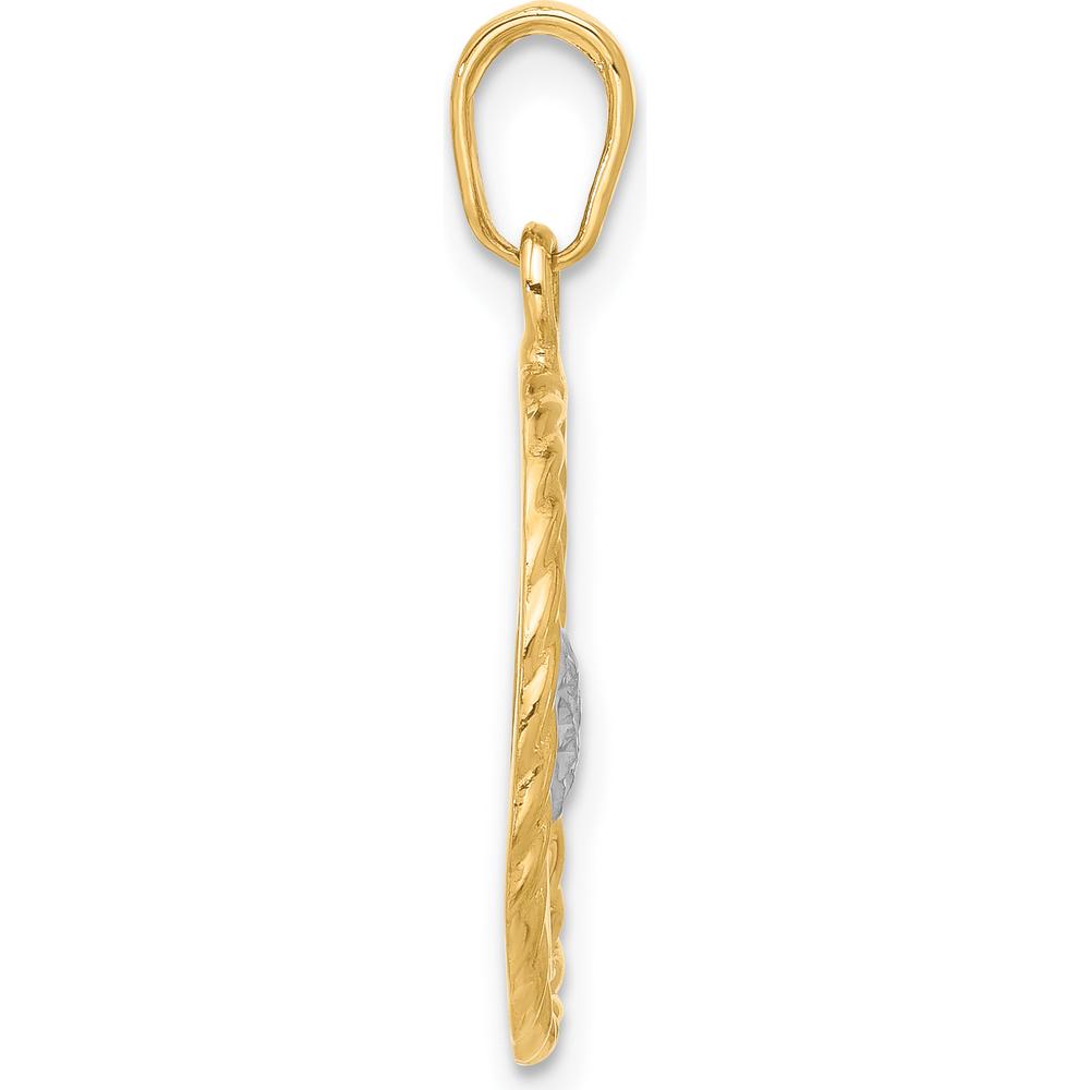 14K Yellow Gold and White Rhodium Diamond-Cut Heart MOM Pendant by Oro Pregiato