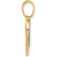 14K Yellow Gold and White Rhodium Diamond-Cut Heart Pendant by Oro Pregiato