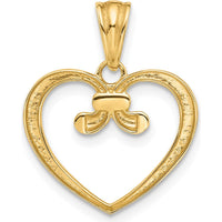 14K Yellow Gold and White Rhodium Diamond-Cut Heart Pendant by Oro Pregiato