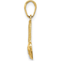 14K Yellow Gold and White Rhodium Diamond-Cut Hummingbird Pendant - 21.64mm Length by Oro Pregiato