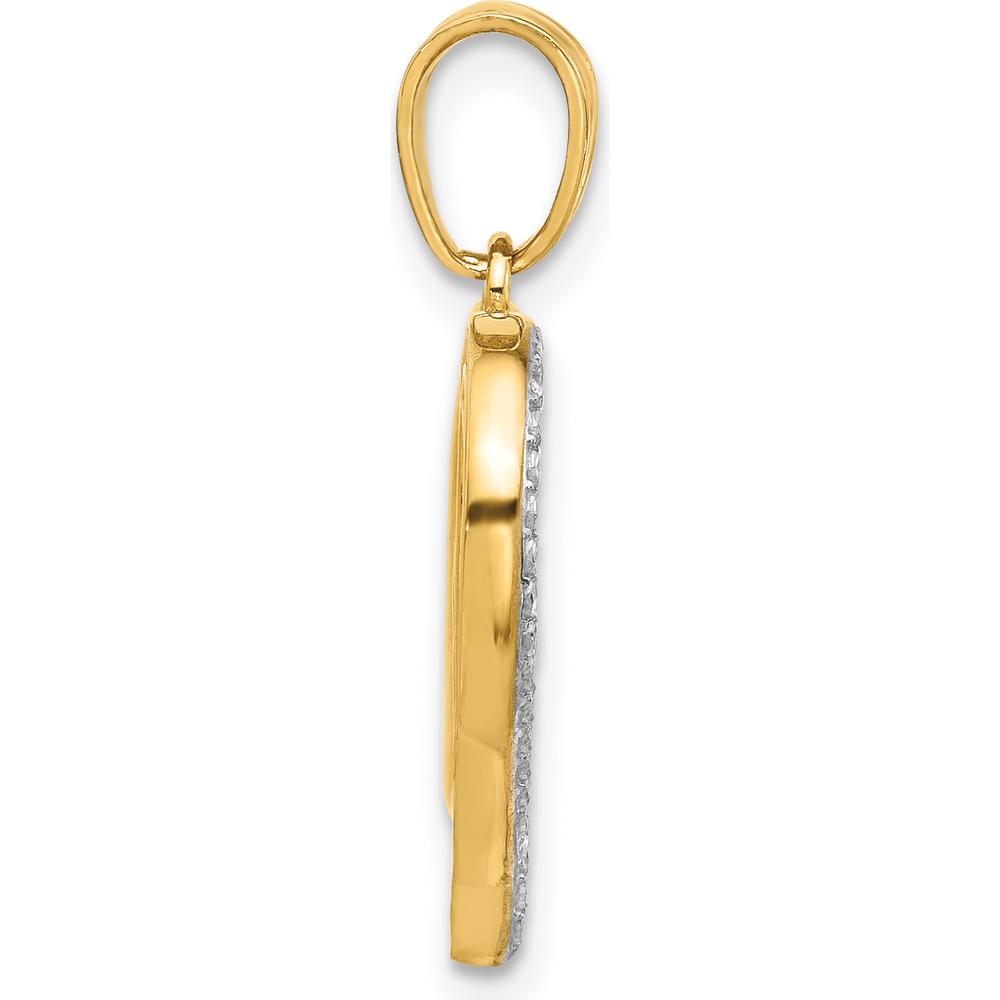 14K Yellow Gold and White Rhodium Diamond-Cut Infinity Heart Pendant - 24.3mm Length by Oro Pregiato