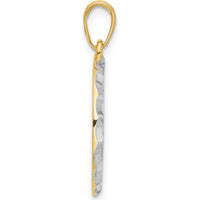14K Yellow Gold and White Rhodium Diamond-Cut "It's A Boy!" Pendant with Baby Feet Design by Oro Pregiato