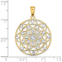 14K Yellow Gold and White Rhodium Diamond-Cut Medallion Pendant - 31.2mm Length, 25.2mm Width by Oro Pregiato