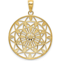 14K Yellow Gold and White Rhodium Diamond-Cut Medallion Pendant - 31.2mm Length, 25.2mm Width by Oro Pregiato