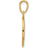 14K Yellow Gold and White Rhodium Diamond-Cut "MOM" Heart Pendant by Oro Pregiato