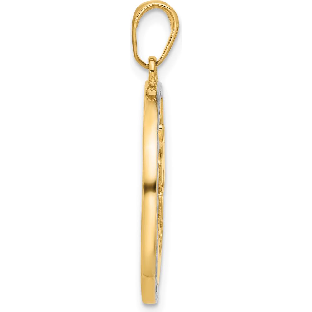 14K Yellow Gold and White Rhodium Diamond-Cut Om Symbol Pendant - 30.75mm by Oro Pregiato