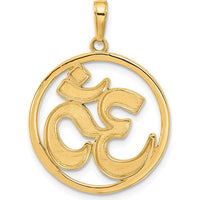 14K Yellow Gold and White Rhodium Diamond-Cut Om Symbol Pendant - 30.75mm by Oro Pregiato