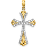 14K Yellow Gold and White Rhodium Diamond-Cut Reversible Cross Charm Pendant by Oro Pregiato