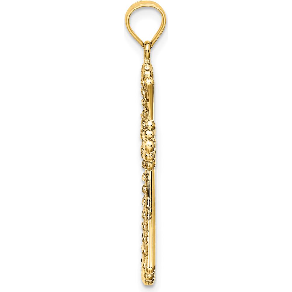 14K Yellow Gold and White Rhodium Diamond-Cut Reversible Cross Charm Pendant by Oro Pregiato