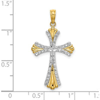 14K Yellow Gold and White Rhodium Diamond-Cut Reversible Cross Charm Pendant by Oro Pregiato