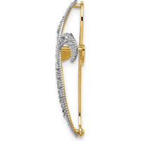 14K Yellow Gold and White Rhodium Diamond-Cut Ribbon Cross Charm - Polished Finish by Oro Pregiato