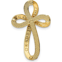 14K Yellow Gold and White Rhodium Diamond-Cut Ribbon Cross Charm - Polished Finish by Oro Pregiato