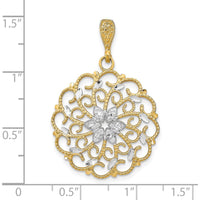 14K Yellow Gold and White Rhodium Diamond-Cut Scalloped Wave Charm - 30mm Length by Oro Pregiato