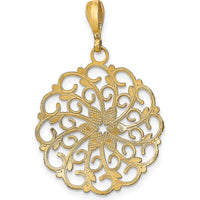 14K Yellow Gold and White Rhodium Diamond-Cut Scalloped Wave Charm - 30mm Length by Oro Pregiato