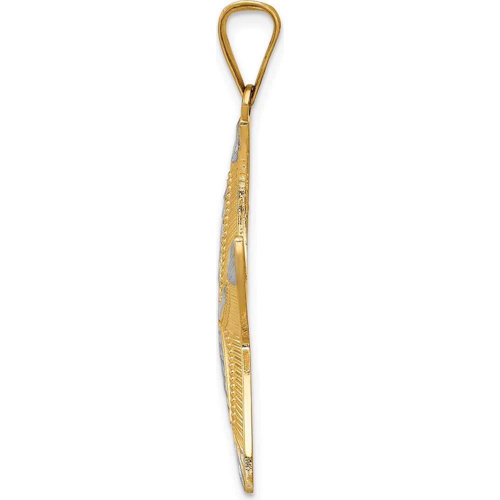 14K Yellow Gold and White Rhodium Diamond-Cut Starfish Pendant - Ocean-Inspired Charm by Oro Pregiato