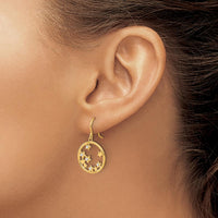 14K Yellow Gold and White Rhodium Diamond-Cut Stars in Circle Dangle Earrings by 0