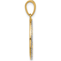 14K Yellow Gold and White Rhodium Diamond-Cut Stars Pendant - 28mm by Oro Pregiato