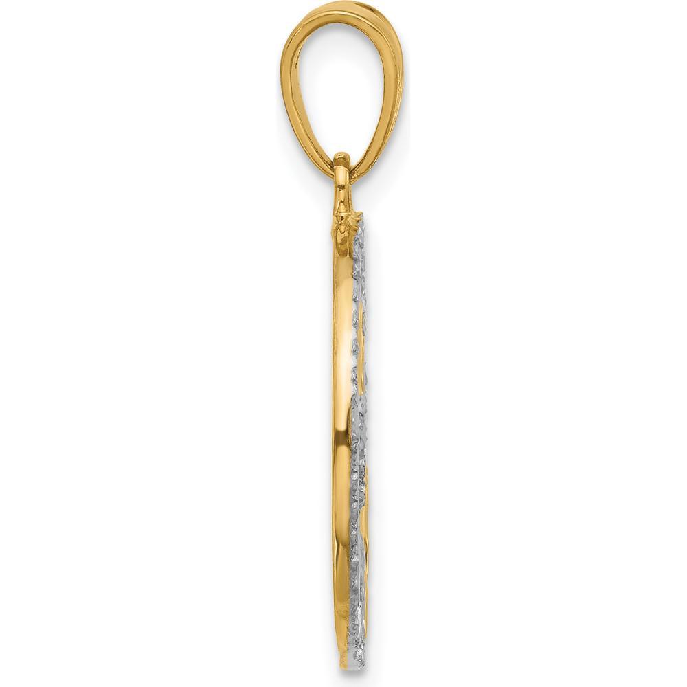 14K Yellow Gold and White Rhodium Diamond-Cut Stars Pendant - 28mm by Oro Pregiato