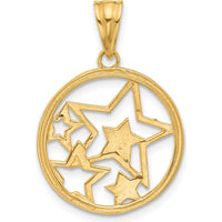 14K Yellow Gold and White Rhodium Diamond-Cut Stars Pendant - 28mm by Oro Pregiato