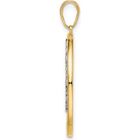 14K Yellow Gold and White Rhodium Diamond-Cut Tree of Life Pendant by Oro Pregiato