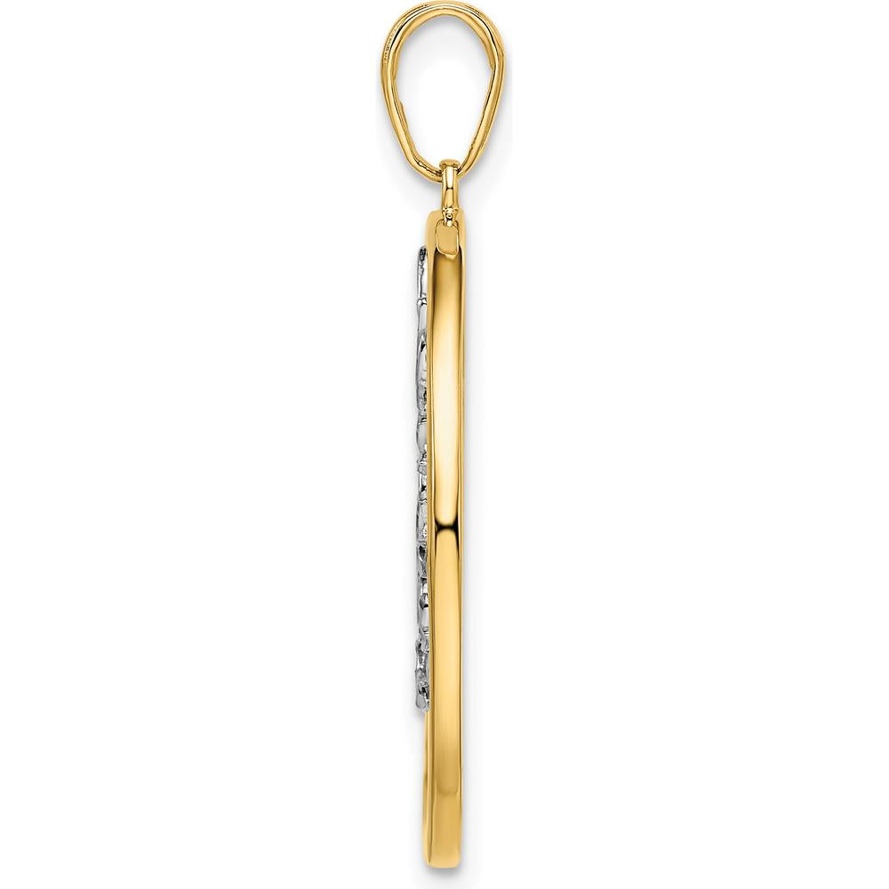 14K Yellow Gold and White Rhodium Diamond-Cut Tree of Life Pendant by Oro Pregiato