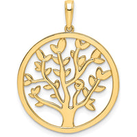 14K Yellow Gold and White Rhodium Diamond-Cut Tree of Life Pendant by Oro Pregiato