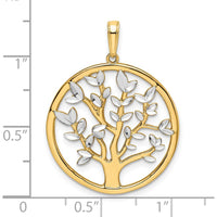 14K Yellow Gold and White Rhodium Diamond-Cut Tree of Life Pendant by Oro Pregiato