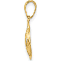 14K Yellow Gold and White Rhodium Diamond-Cut Tropical Fish Pendant - Polished Finish by Oro Pregiato