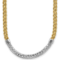14K Yellow Gold and White Rhodium Diamond-Cut Twisted Fancy Rope Necklace - 18 Inches by 0
