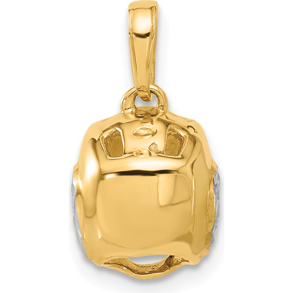 14K Yellow Gold and White Rhodium Diamond-Cut Wrestling Helmet Pendant - 18mm Length by Oro Pregiato