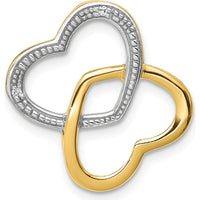 14K Yellow Gold and White Rhodium Diamond Double Entwined Heart Pendant - 0.01 Carat Total Diamond Weight by Monteluci Fine Jewelry