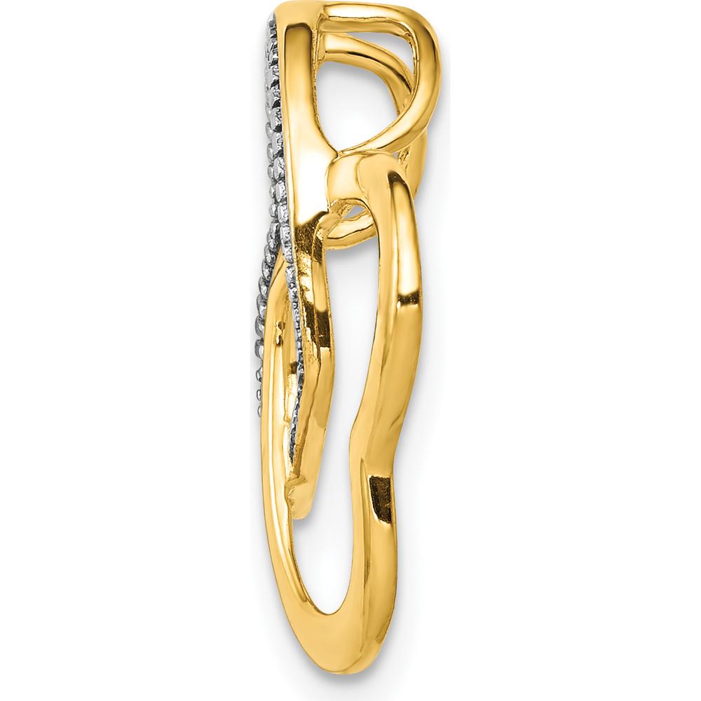 14K Yellow Gold and White Rhodium Diamond Double Entwined Heart Pendant - 0.01 Carat Total Diamond Weight by Monteluci Fine Jewelry