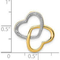 14K Yellow Gold and White Rhodium Diamond Double Entwined Heart Pendant - 0.01 Carat Total Diamond Weight by Monteluci Fine Jewelry