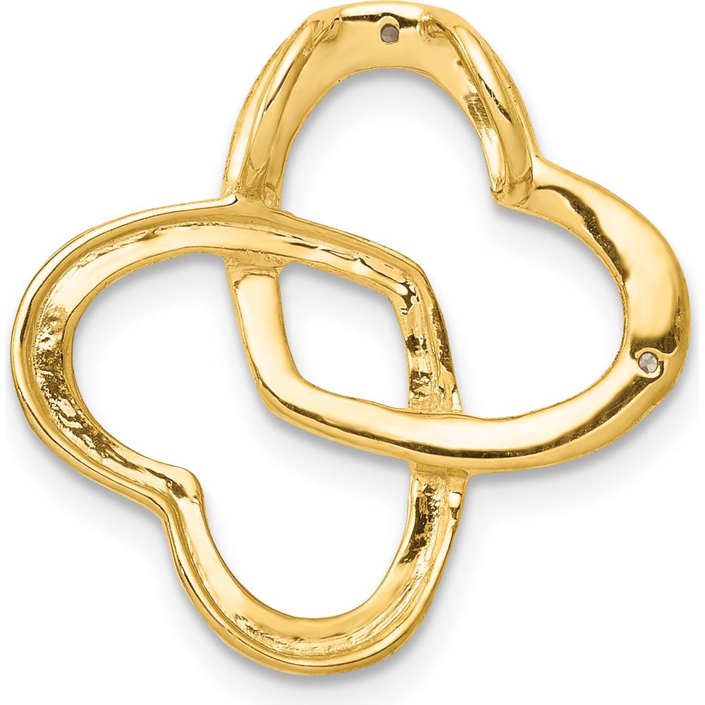 14K Yellow Gold and White Rhodium Diamond Double Entwined Heart Pendant - 0.01 Carat Total Diamond Weight by Monteluci Fine Jewelry