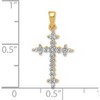 14K Yellow Gold and White Rhodium Diamond Fleur de Lis Cross Pendant - 1/5 Carat Total Diamond Weight by Oro Pregiato
