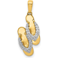 14K Yellow Gold and White Rhodium Diamond Flip Flops Charm - 0.07 Carat Total Diamond Weight by Monteluci Fine Jewelry