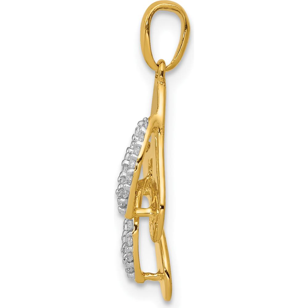 14K Yellow Gold and White Rhodium Diamond Flip Flops Charm - 0.07 Carat Total Diamond Weight by Monteluci Fine Jewelry