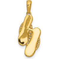 14K Yellow Gold and White Rhodium Diamond Flip Flops Charm - 0.07 Carat Total Diamond Weight by Monteluci Fine Jewelry